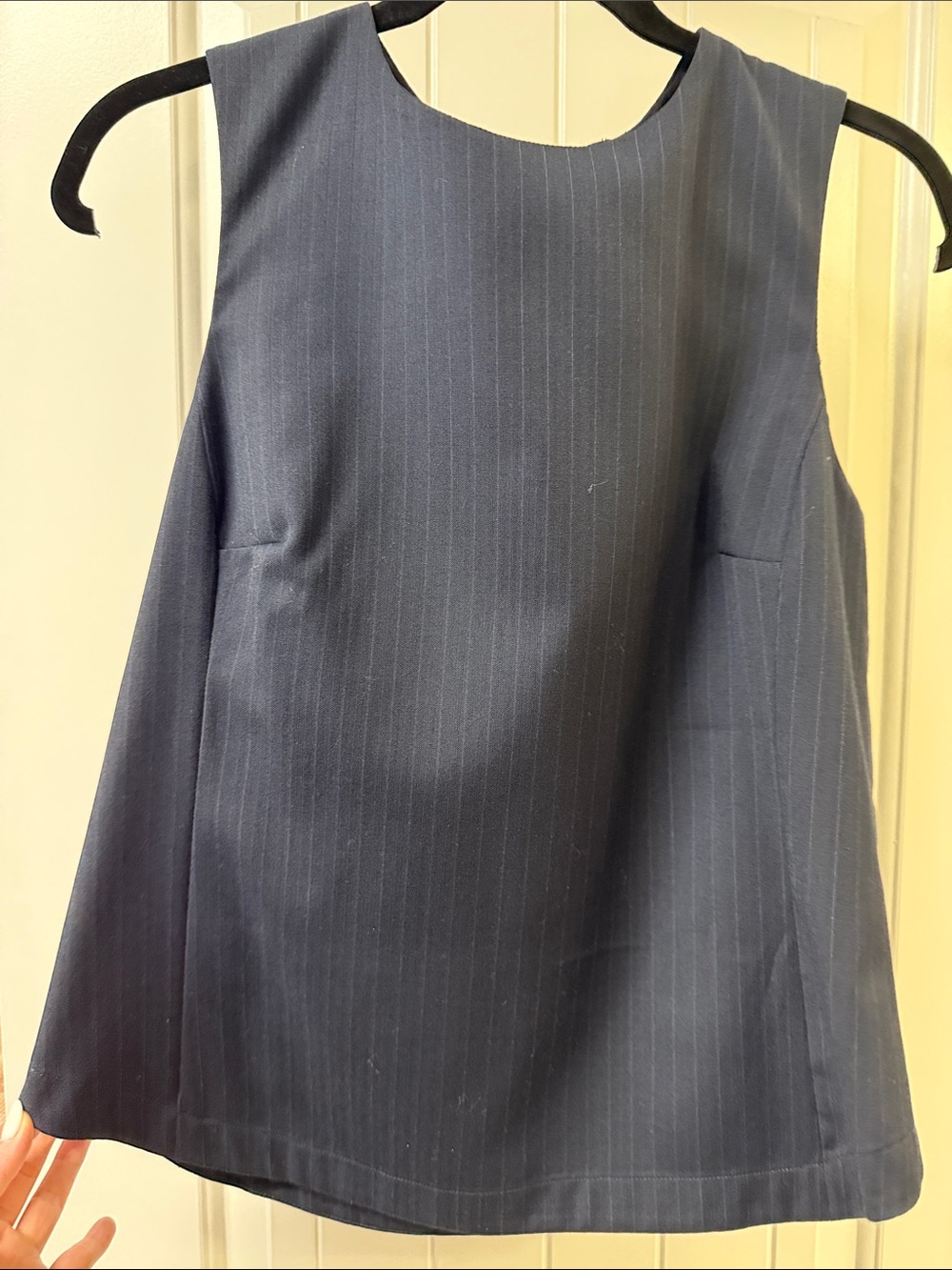 Ann Taylor Navy Pinstripe Sleeveless Shift Top